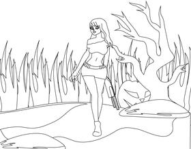 Zombie Hunter black and white vector