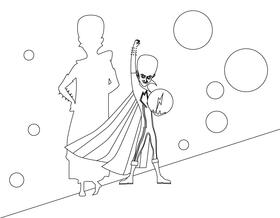 Megamind Disney cartoon character black and white vector