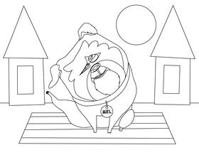 The Secret Life of Pets Mel bulldog cartoon character black and white vector