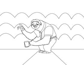 Sloth of Zoothopia black and white vector