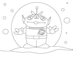 Alien Toy Story black and white vector