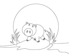 Cute Pig black and white vector