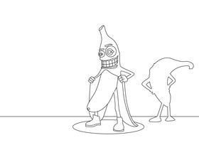 Funny Banana black and white vector