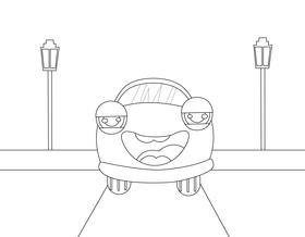 Funny Car black and white vector