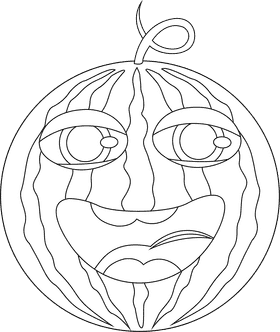 Funny Watermelon black and white clipart