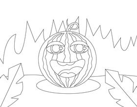 Funny Watermelon black and white vector