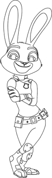 Disney's Zootopia, Judy, rabbit, bunny black and white clipart