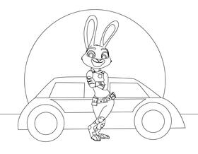 Disney's Zootopia, Judy, rabbit, bunny black and white vector