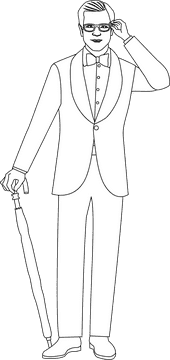 Kingsman with Umbrela black and white clipart