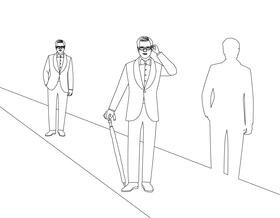 Kingsman with Umbrela black and white vector