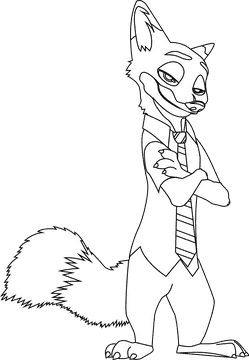 Nick Fox Zootopia black and white clipart