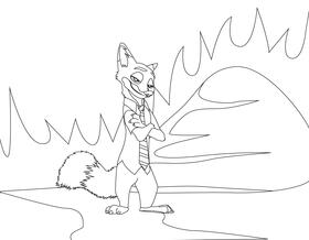 Nick Fox Zootopia black and white vector
