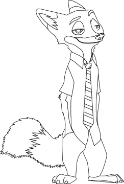 Nick Fox Zootopia black and white clipart