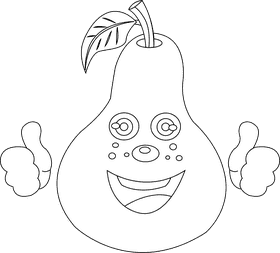 Pear Funny black and white clipart