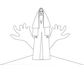 The Conjuring, Nun Painting black and white vector