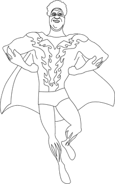 Tighten superhero black and white clipart
