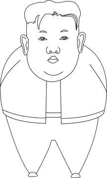 Kim Jong Un cartoon black and white clipart