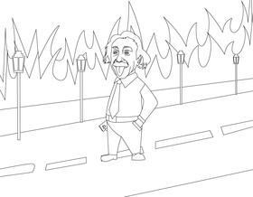 Einstein cartoon black and white vector