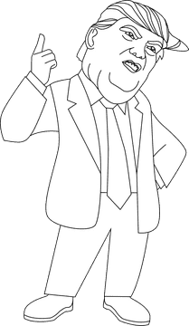 Donald Trump cartoon black and white clipart