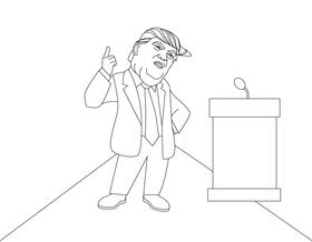 Donald Trump cartoon black and white vector