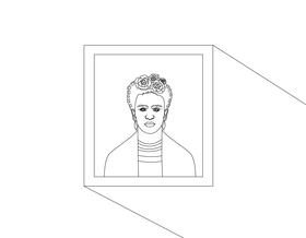 Frida Kahlo cartoon black and white vector