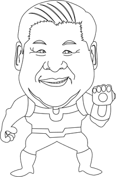 Xi Jinping The villain cartoon black and white clipart