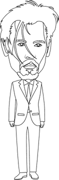 Johnny Depp cartoon black and white clipart