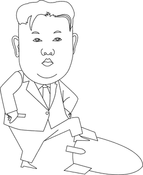 Kim Jong Un cartoon black and white clipart