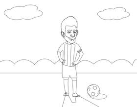 Lionel Messi cartoon black and white vector