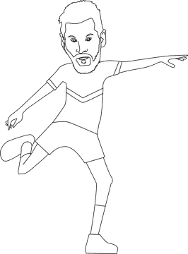 Messi cartoon black and white clipart