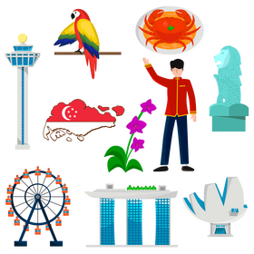 Singapore traditional symbols vector