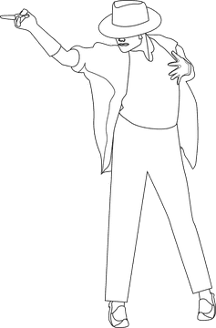 Michael Jackson Dance Step cartoon black and white clipart