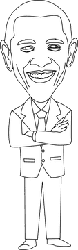 Barack obama cartoon black and white clipart