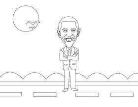 Barack obama cartoon black and white vector