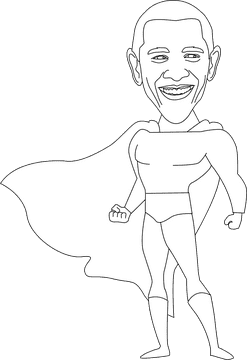 Barack obama superhero Cartoon black and white clipart