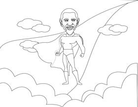 Barack obama superhero Cartoon black and white vector