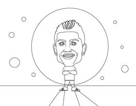 Cristiano Ronaldo cartoon black and white vector