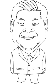 Xi Jinping cartoon black and white clipart