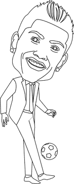 Cristiano Ronaldo Cartoon black and white clipart
