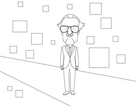 Stan Lee Funny cartoon black and white vector