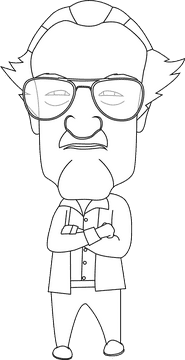 Stan Lee cartoon black and white clipart