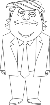 Donald Trump cartoon black and white clipart
