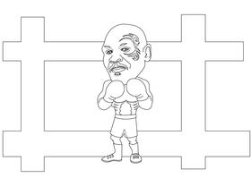 Mike Tyson cartoon black and white vector