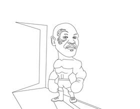 Mike Tyson Superhero cartoon black and white vector