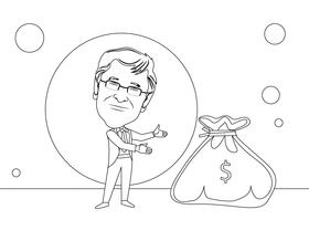 Bill Gates Cartoon black and white vector