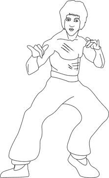 Bruce Lee black and white clipart