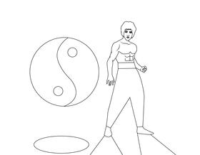 Bruce Lee in action black and white vector