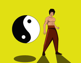 Bruce Lee in action vector