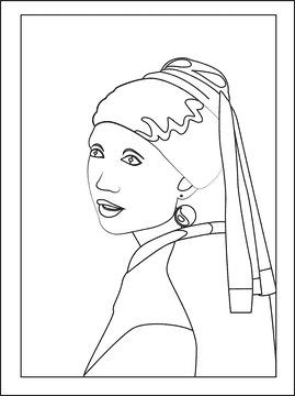 Girl with a pearl Earring black and white clipart
