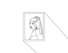 Girl with a pearl Earring black and white vector